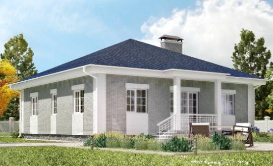 130-002-П Проект одноэтажного дома и гаражом, простой коттедж из арболита Бобров | Проекты домов от House Expert