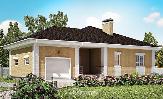 130-002-Л Проект одноэтажного дома, гараж, уютный загородный дом из керамзитобетонных блоков Лиски | Проекты домов от House Expert