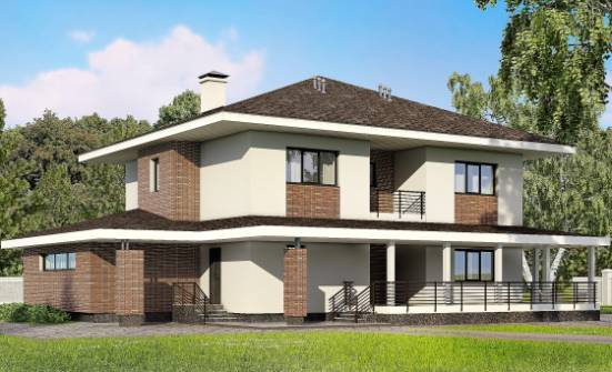 275-002-П Проект двухэтажного дома и гаражом, современный загородный дом из кирпича Россошь | Проекты домов от House Expert