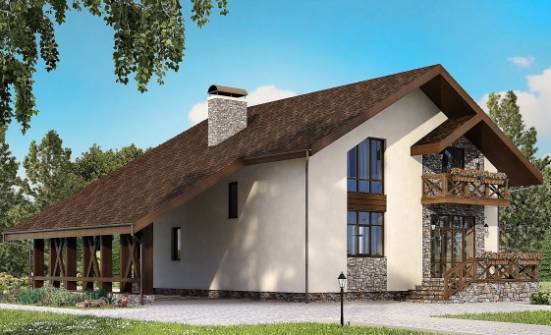 155-007-П Проект двухэтажного дома с мансардным этажом и гаражом, бюджетный загородный дом из теплоблока Борисоглебск | Проекты домов от House Expert