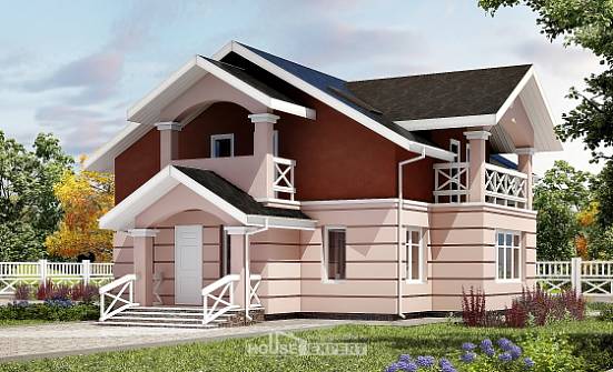 155-009-Л Проект двухэтажного дома с мансардным этажом, скромный коттедж из твинблока Острогожск | Проекты домов от House Expert