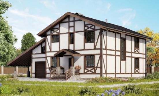 250-002-Л Проект двухэтажного дома с мансардой, гараж, средний домик из кирпича Острогожск | Проекты домов от House Expert