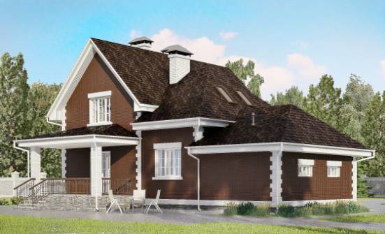 190-003-Л Проект двухэтажного дома мансардой и гаражом, красивый дом из поризованных блоков Острогожск | Проекты домов от House Expert