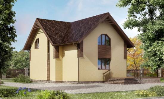 150-009-Л Проект двухэтажного дома мансардой, скромный коттедж из бризолита Бобров | Проекты домов от House Expert
