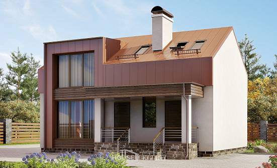 120-004-Л Проект двухэтажного дома с мансардой, экономичный дом из газобетона Лиски | Проекты домов от House Expert