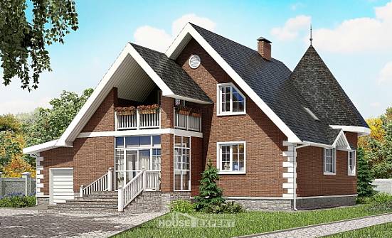 220-002-Л Проект двухэтажного дома мансардный этаж, гараж, простой дом из блока Острогожск | Проекты домов от House Expert