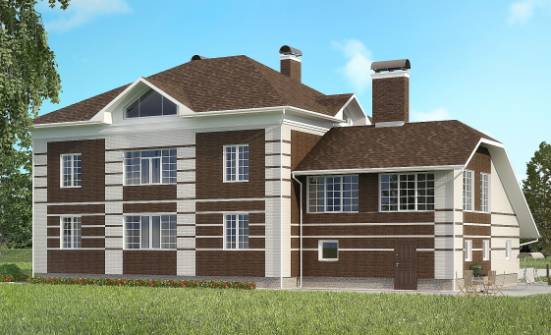 505-002-Л Проект трехэтажного дома, гараж, просторный загородный дом из кирпича Лиски | Проекты домов от House Expert