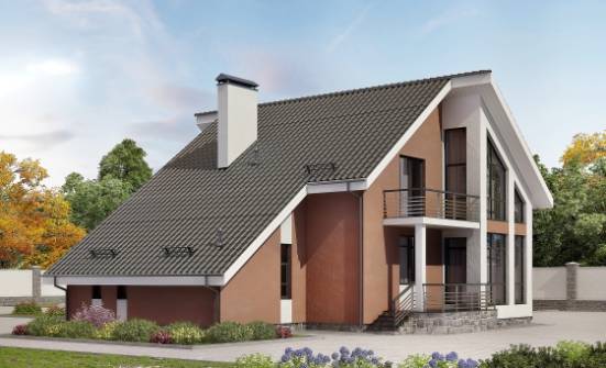 200-007-П Проект двухэтажного дома мансардой, гараж, простой дом из блока Павловск | Проекты домов от House Expert