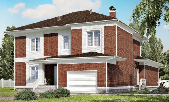 315-001-П Проект двухэтажного дома и гаражом, красивый загородный дом из кирпича Павловск | Проекты домов от House Expert
