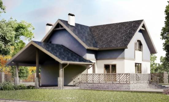 150-011-П Проект двухэтажного дома мансардный этаж, гараж, доступный коттедж из теплоблока Павловск | Проекты домов от House Expert