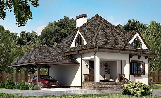 110-002-Л Проект двухэтажного дома с мансардой и гаражом, современный домик из теплоблока Острогожск | Проекты домов от House Expert