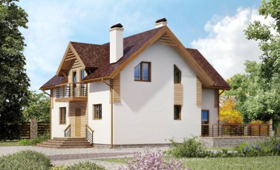 150-009-П  Проект двухэтажного дома с мансардой, доступный коттедж из газобетона Россошь | Проекты домов от House Expert