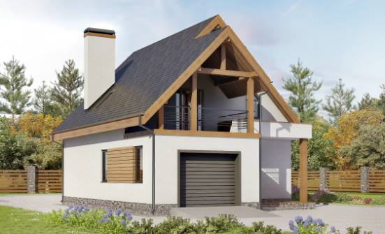 120-005-П Проект двухэтажного дома с мансардным этажом, гараж, простой загородный дом из газобетона Бобров | Проекты домов от House Expert