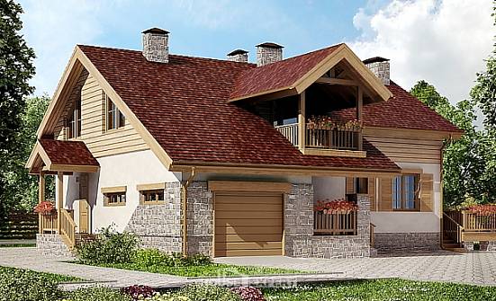 165-002-П Проект двухэтажного дома с мансардой, гараж, экономичный дом из поризованных блоков Бобров | Проекты домов от House Expert