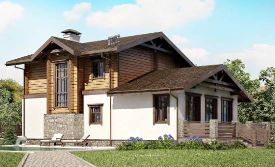 170-004-Л Проект двухэтажного дома с мансардным этажом, гараж, красивый дом из блока из бревен Острогожск | Проекты домов от House Expert