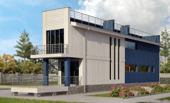 100-003-П Проект двухэтажного дома, бюджетный коттедж из бризолита Лиски | Проекты домов от House Expert