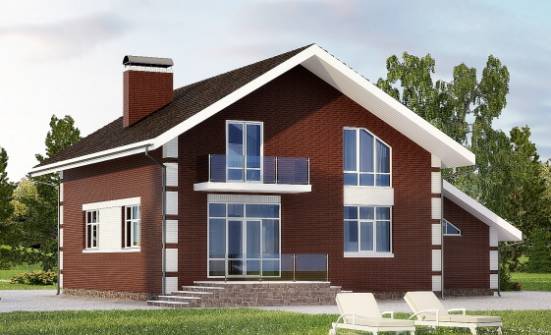 180-001-Л Проект двухэтажного дома мансардой, гараж, бюджетный загородный дом из пеноблока Павловск | Проекты домов от House Expert