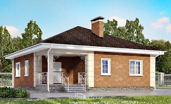 100-001-Л Проект одноэтажного дома, бюджетный домик из пеноблока Россошь | Проекты домов от House Expert