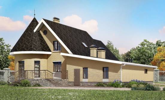 250-001-Л Проект двухэтажного дома с мансардой, гараж, уютный дом из теплоблока Борисоглебск | Проекты домов от House Expert