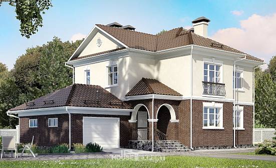 190-002-Л Проект двухэтажного дома, гараж, красивый загородный дом из газобетона Бобров | Проекты домов от House Expert