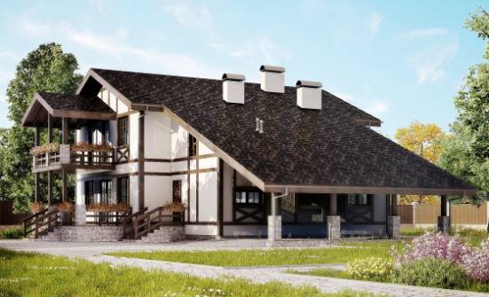 250-002-Л Проект двухэтажного дома с мансардой, гараж, средний домик из кирпича Острогожск | Проекты домов от House Expert
