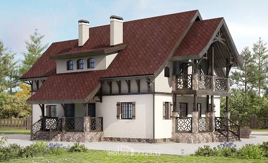 180-014-П Проект двухэтажного дома с мансардой, недорогой коттедж из арболита Острогожск | Проекты домов от House Expert