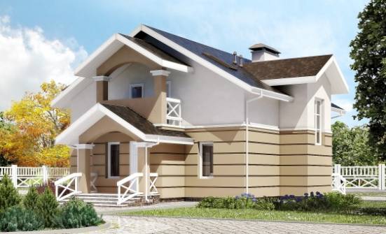 155-009-П Проект двухэтажного дома с мансардой, красивый коттедж из арболита Лиски | Проекты домов от House Expert