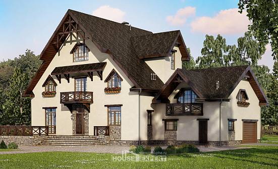 435-002-П Проект трехэтажного дома с мансардой и гаражом, огромный загородный дом из пеноблока Борисоглебск | Проекты домов от House Expert