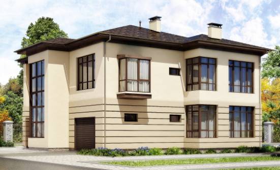 300-006-П Проект двухэтажного дома и гаражом, уютный коттедж из кирпича Россошь | Проекты домов от House Expert