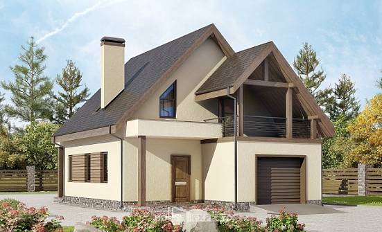 120-005-Л Проект двухэтажного дома мансардный этаж и гаражом, классический дом из арболита Бобров | Проекты домов от House Expert