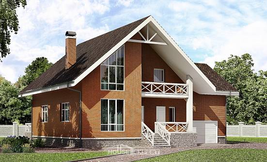 215-001-П Проект двухэтажного дома с мансардным этажом и гаражом, современный коттедж из бризолита Павловск | Проекты домов от House Expert