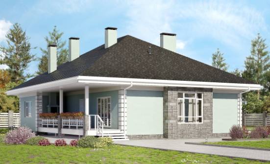 135-003-Л Проект одноэтажного дома, бюджетный коттедж из пеноблока Бобров | Проекты одноэтажных домов от House Expert
