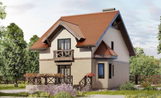 120-003-Л Проект двухэтажного дома с мансардным этажом, небольшой дом из пеноблока Борисоглебск | Проекты домов от House Expert