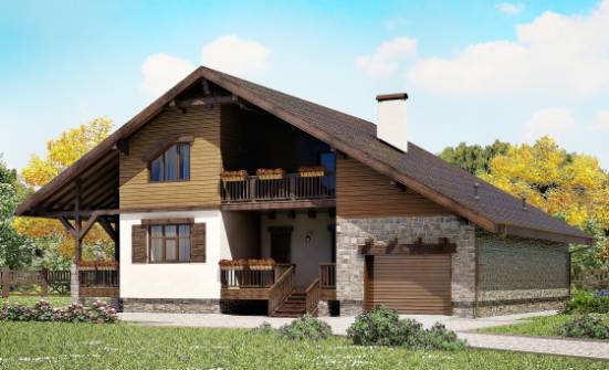 220-005-П Проект двухэтажного дома с мансардой и гаражом, классический загородный дом из кирпича Борисоглебск | Проекты домов от House Expert
