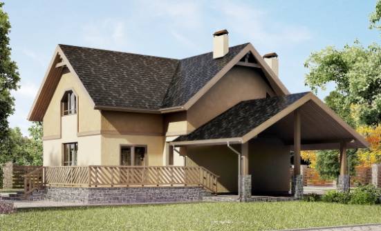 150-011-Л Проект двухэтажного дома с мансардой, гараж, компактный коттедж из блока Бобров | Проекты домов от House Expert