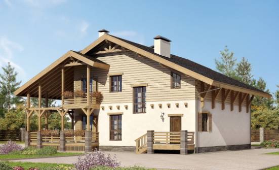 260-001-Л Проект двухэтажного дома с мансардой, просторный коттедж из кирпича Острогожск | Проекты домов от House Expert