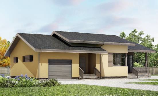 135-002-Л Проект одноэтажного дома, гараж, бюджетный домик из арболита Россошь | Проекты домов от House Expert