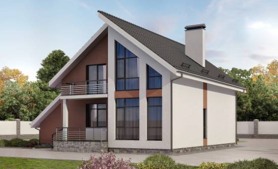 200-007-П Проект двухэтажного дома мансардой, гараж, простой дом из блока Павловск | Проекты домов от House Expert
