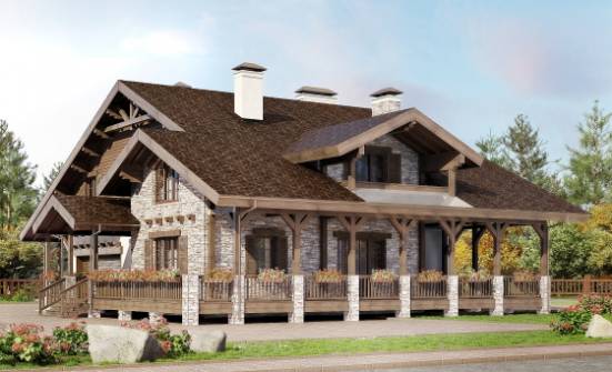 340-003-П Проект двухэтажного дома с мансардным этажом и гаражом, классический домик из кирпича Острогожск | Проекты домов от House Expert