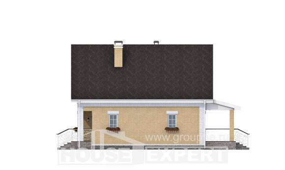 130-004-П Проект двухэтажного дома мансардой, скромный домик из твинблока Лиски, House Expert
