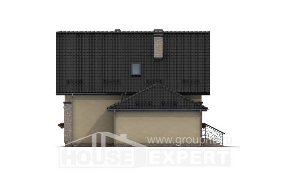 160-005-Л Проект двухэтажного дома с мансардным этажом и гаражом, бюджетный дом из газобетона, Россошь