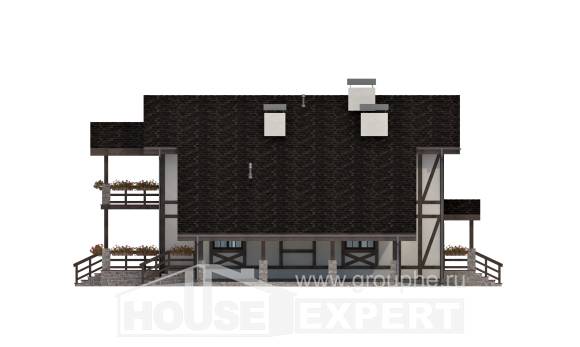 250-002-Л Проект двухэтажного дома с мансардой и гаражом, красивый коттедж из кирпича Воронеж, House Expert
