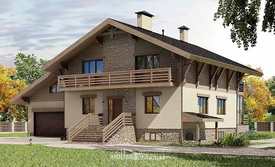 420-001-Л Проект трехэтажного дома с мансардным этажом и гаражом, классический домик из кирпича, Лиски