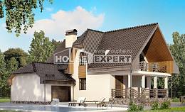 150-001-Л Проект двухэтажного дома с мансардой, гараж, бюджетный домик из бризолита, Россошь