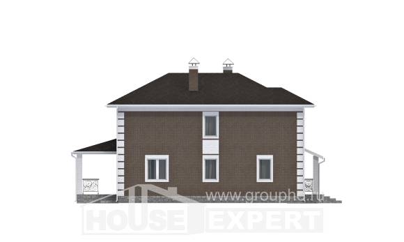 185-002-П Проект двухэтажного дома, классический дом из теплоблока Лиски, House Expert