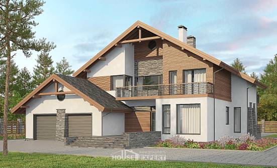 270-003-Л Проект двухэтажного дома с мансардой, гараж, современный коттедж из блока Острогожск | Проекты домов от House Expert