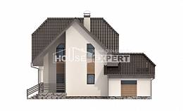 150-001-Л Проект двухэтажного дома мансардный этаж и гаражом, уютный коттедж из твинблока, Борисоглебск