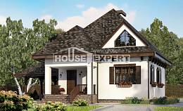 110-002-Л Проект двухэтажного дома с мансардой, гараж, экономичный домик из блока Лиски, House Expert
