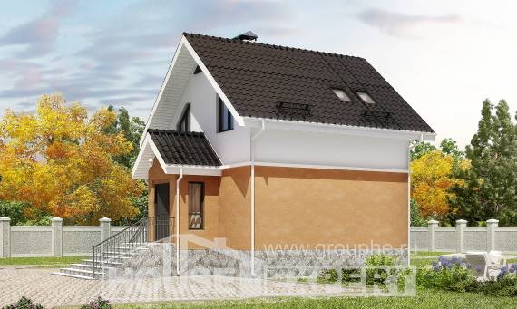 100-005-Л Проект двухэтажного дома с мансардой, бюджетный дом из арболита, Борисоглебск