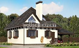 110-002-Л Проект двухэтажного дома мансардой, гараж, небольшой загородный дом из теплоблока Острогожск, House Expert